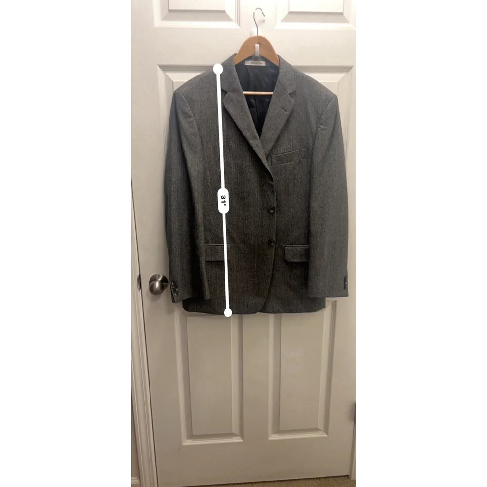 JOSEPH ABBOUD mens gray Houndstooth 100% WOOL sport coat suit jacket blazer 44 R